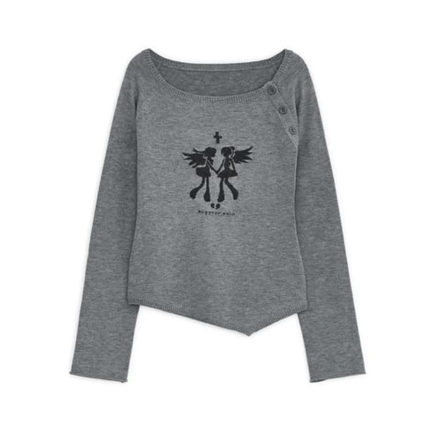 [구함글] 허그유어스킨 폴런 엔젤 니트 탑 (그레이)