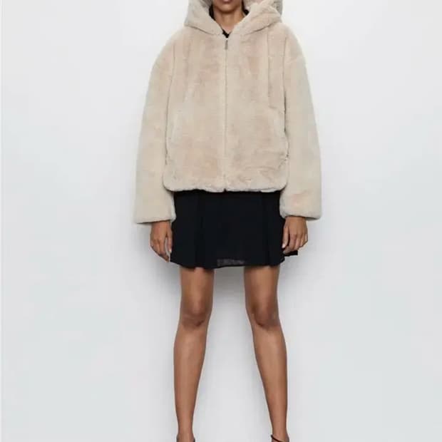 자라 후드집업 퍼집업 퍼후드 퍼자켓 브라운 퍼점퍼 퍼코트 퍼후드집업 코트