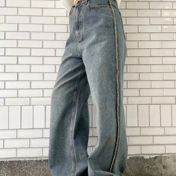 에프터먼데이 와이드 워싱 데님팬츠