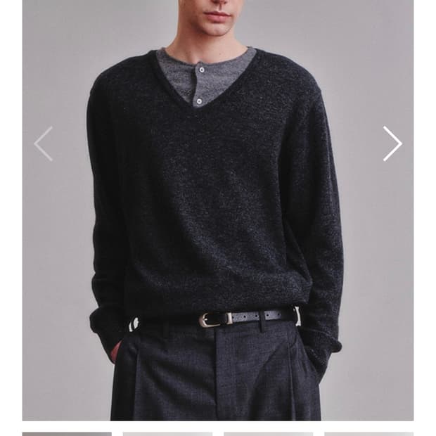 [m] 아트이프액츠 헨리넥 니트 차콜/라이트그레이