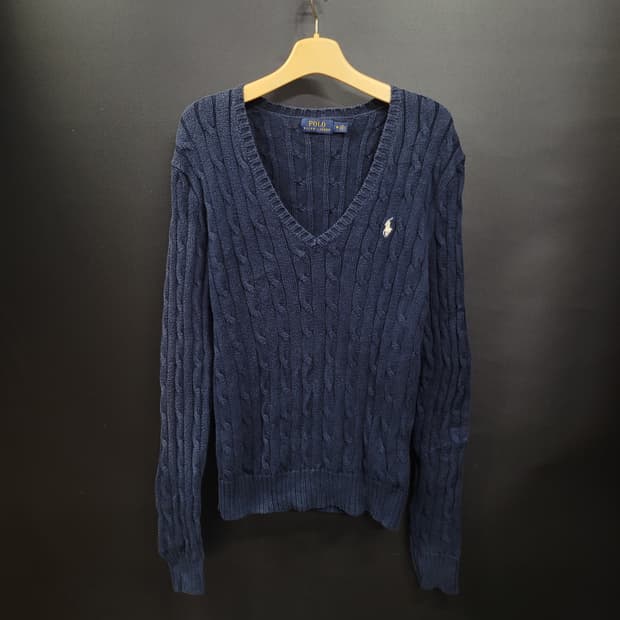 Ralph Lauren 랄프로렌 빈티지  자수로고 케이블 브이넥 니트 