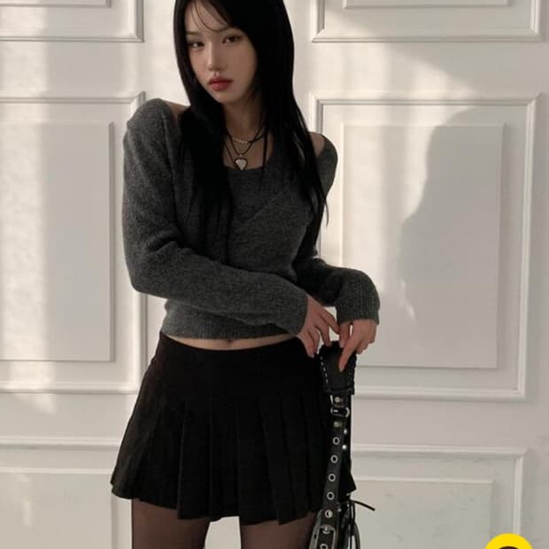 모디무드 블랙 플리츠 미니 스커트 S