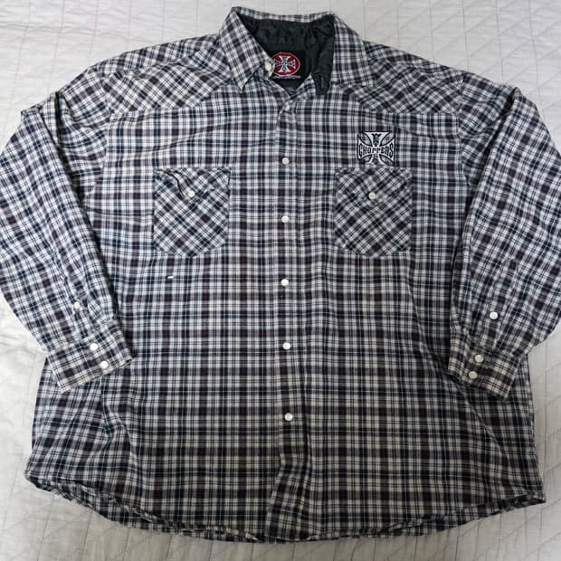 [2XL] 빈티지 WCC 웨스트 코스트 차퍼스 체크 셔츠 페인팅
