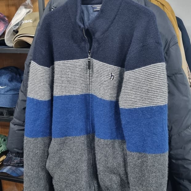 HAZZYS(헤지스) 집업 울혼방 니트 가디간 100~슬림105