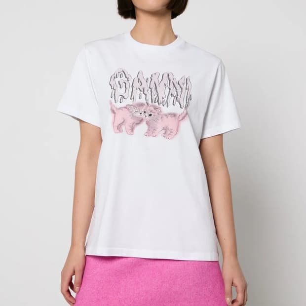 가니 Ganni 고양이 반팔 티셔츠