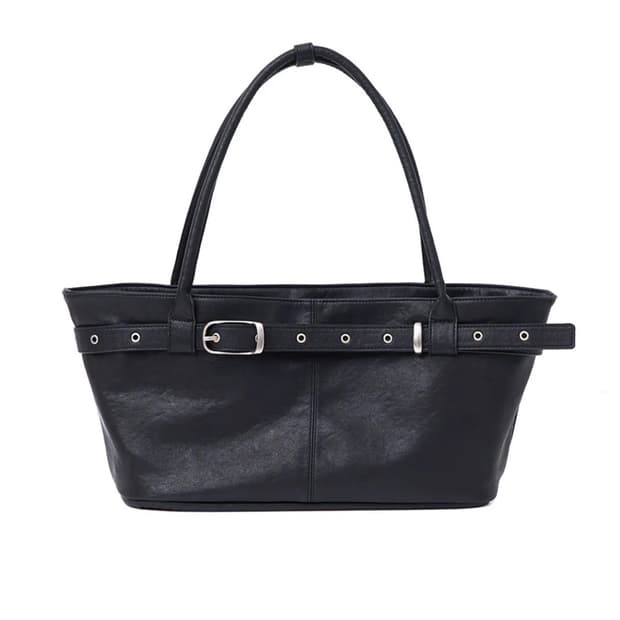 여밈 벨티드 토트백 블랙