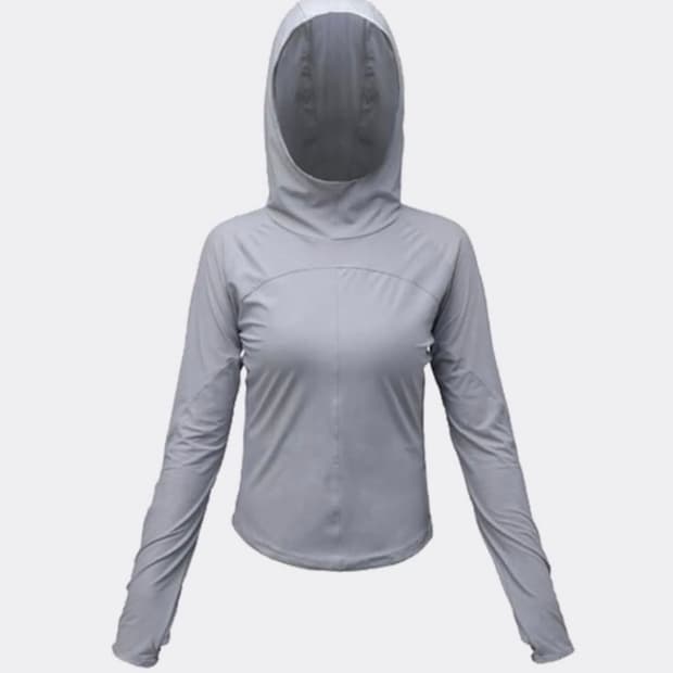 오호스 BACK SLIT JERSEY HOODIE-GREY