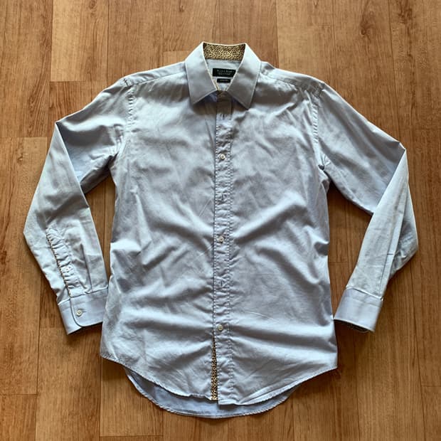 자라 레오파드 포인트 블루 셔츠