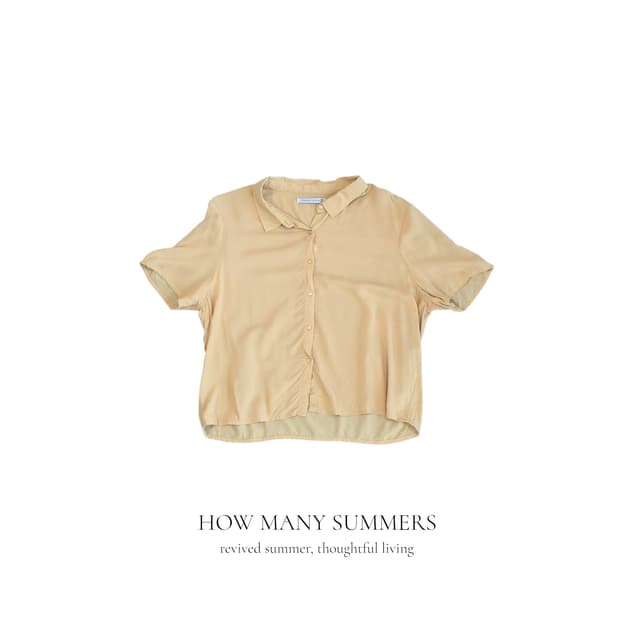 탐눈(TAMNOON) 우먼 베이지 베이직 반팔 셔츠/블라우스 