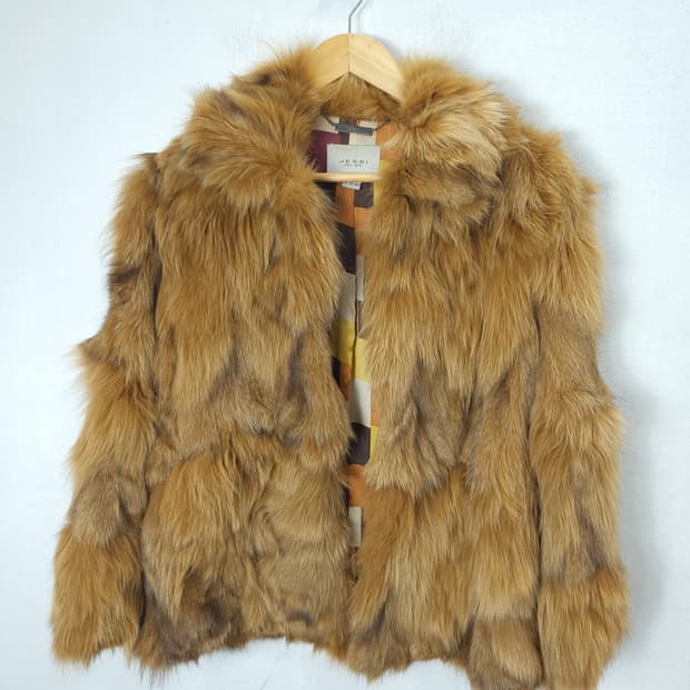 Jessi New York 브라운골드 천연폭스퍼 코트 90 S