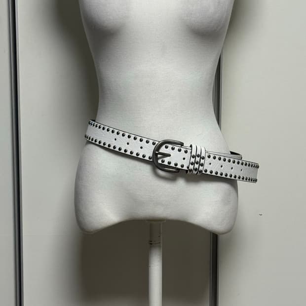 스터드 벨트 화이트 
