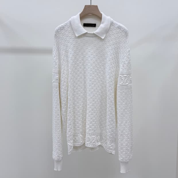 [S+급/2XL] 루이비통 다미에 풀 오버 니트 화이트