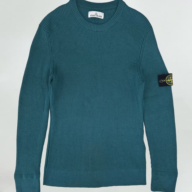 스톤아일랜드 풀 립 울 크루넥 니트 딥 제이드