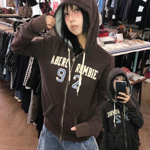 Abercrombie Brown Two-Way Hood Zip-Up 