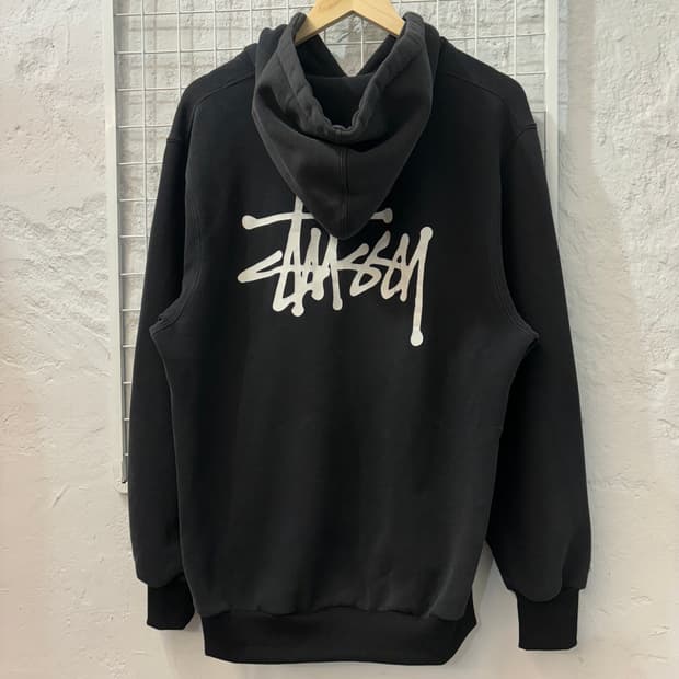 스투시 빅 로고 블랙 후드티 L