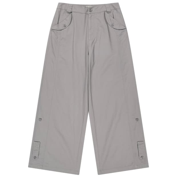WASHED BUTTON TAB PANTS GREY 
