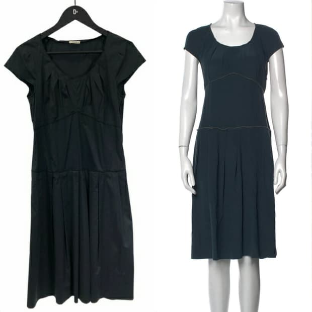 MIU MIU 미우미우 실크 캡소매 턱 분할 디테일 페미닌 원피스