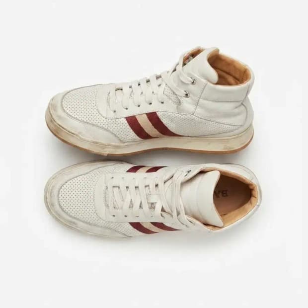 BALLY 하이탑 스니커즈 화이트/레드