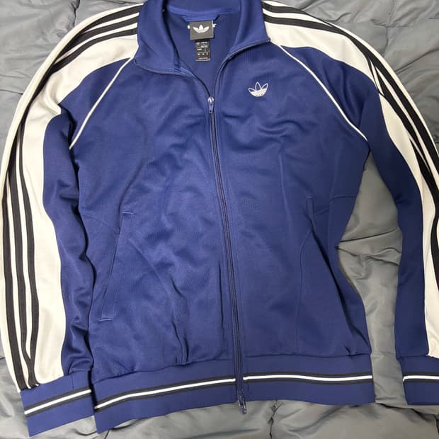 아디다스 타이션 트랙자켓 다크블루화이트 L