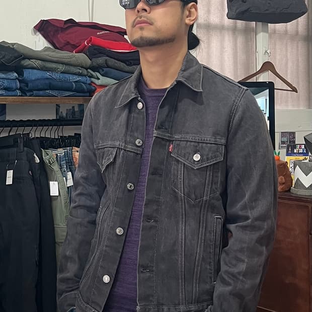 리바이스 블랙 데님 자켓 M