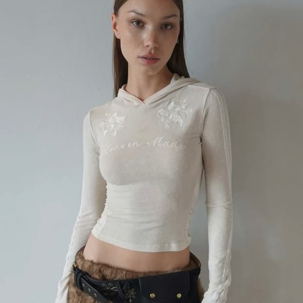 스컬프터 Rose Angora Hoodie Tee Raw