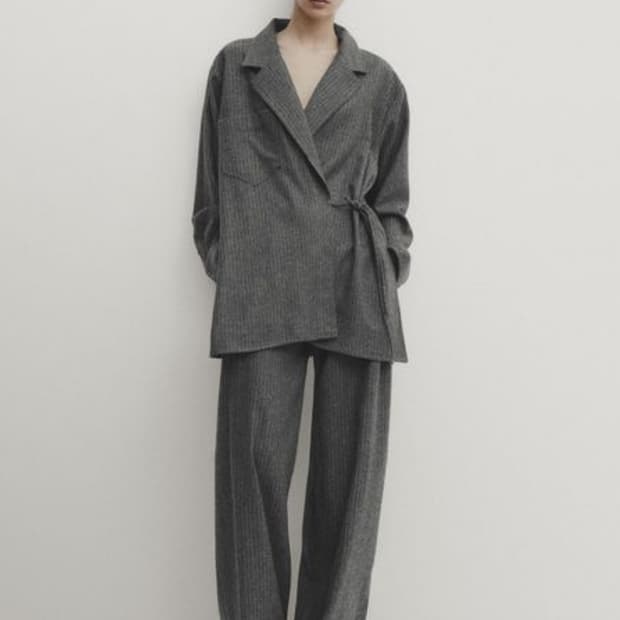 여성 스트라이프 랩 자켓 