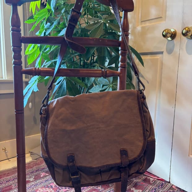 RRL 캔버스 레더 숄더 메신저 백 브라운