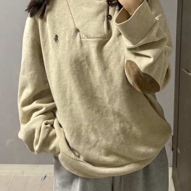 [유일매물!] 폴로 숄 칼라 스웨트 셔츠 베이지