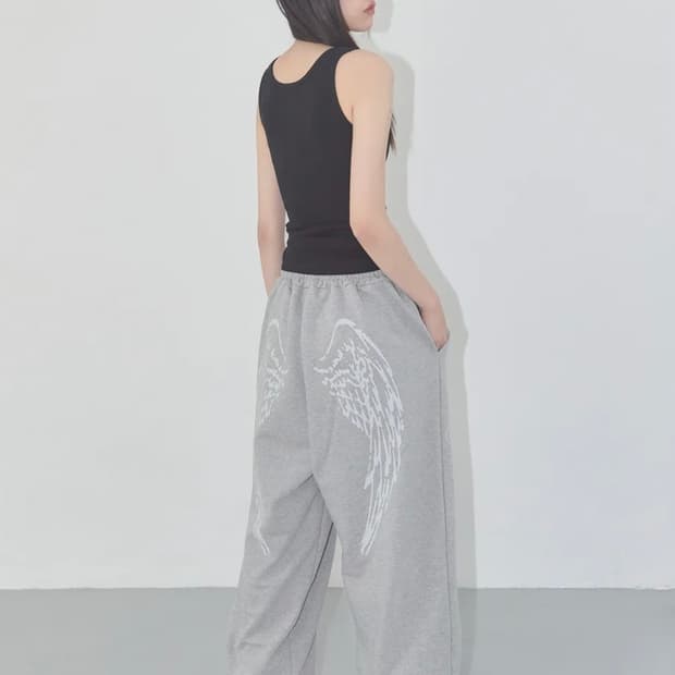 팬시클럽 엔젤 빈티지 스웻 팬츠 멜란지 그레이 조거팬츠