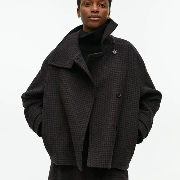 [34] ARKET 아르켓 하이넥 체크 오버핏 울 자켓