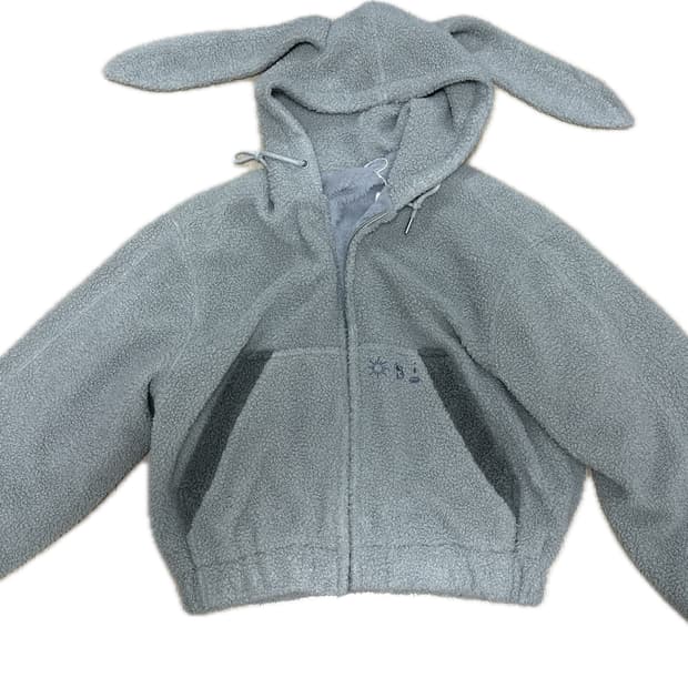 어스지구 토끼귀 퍼 후드집업