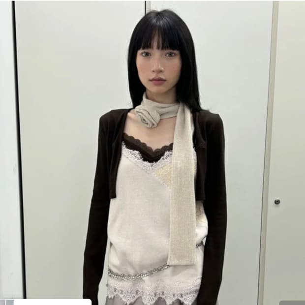 헤티 코튼 롱 레이스슬립