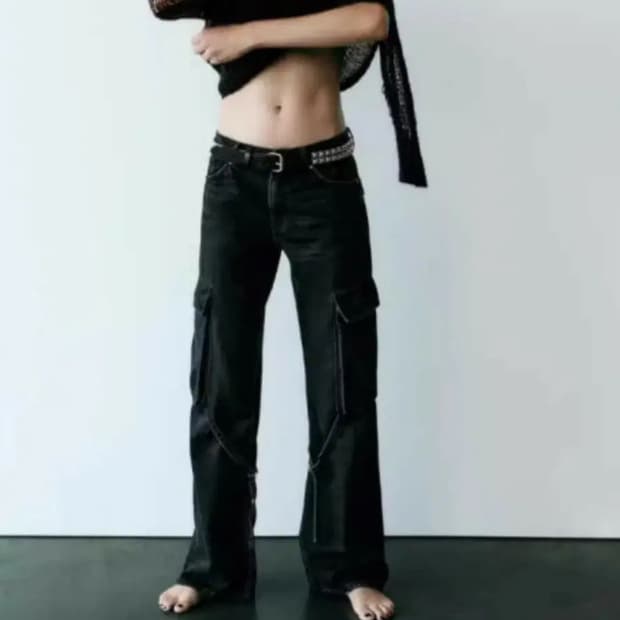 [새상품]자라 TRF 카고 미드라이즈 데님팬츠