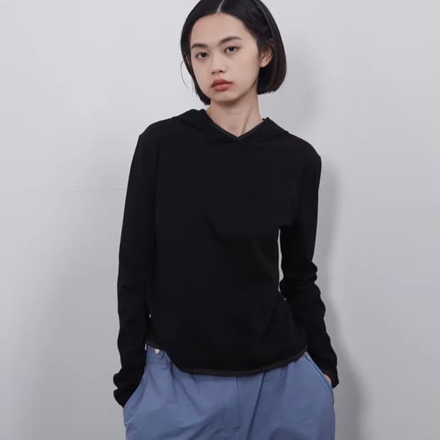 오헤시오 OHESHIO 롱후드티 블랙