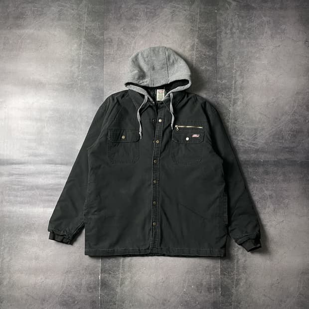 DICKIES 디키즈 빈티지 블랙 후드 집업 자켓 A00804