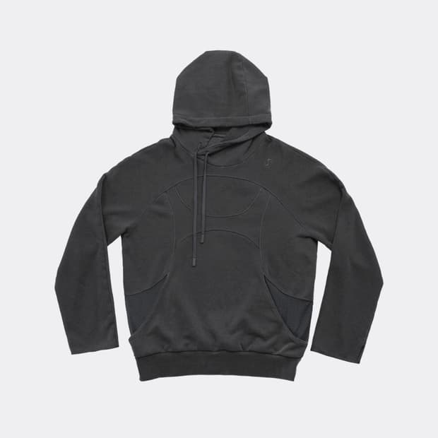 오호스 PIGMENT ASYMMETRICAL HOODIE-CHARCOAL
