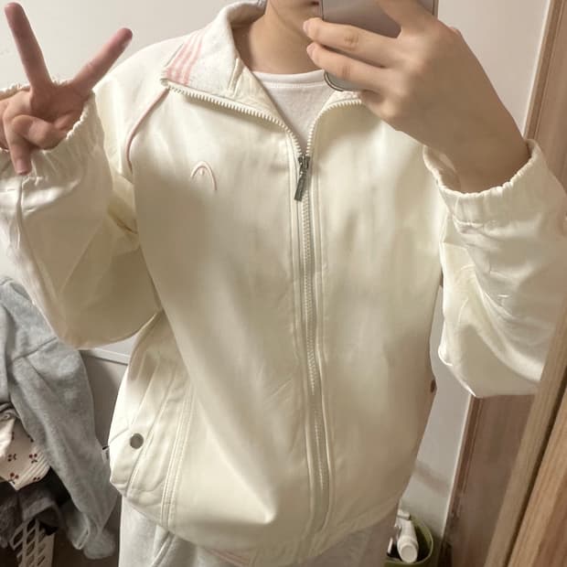 Head 핑크 포인트 져지 집업 M