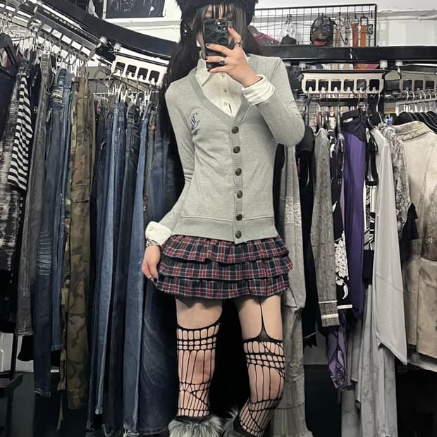 레이어드 셔츠 가디건 원피스