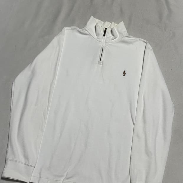 XL 폴로랄프로렌 화이트 반집업 코튼 니트 