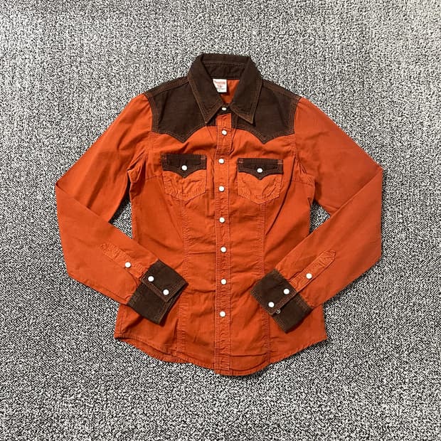 빈티지9. 트루릴리젼 웨스턴 핏 남방 셔츠 오렌지브라운