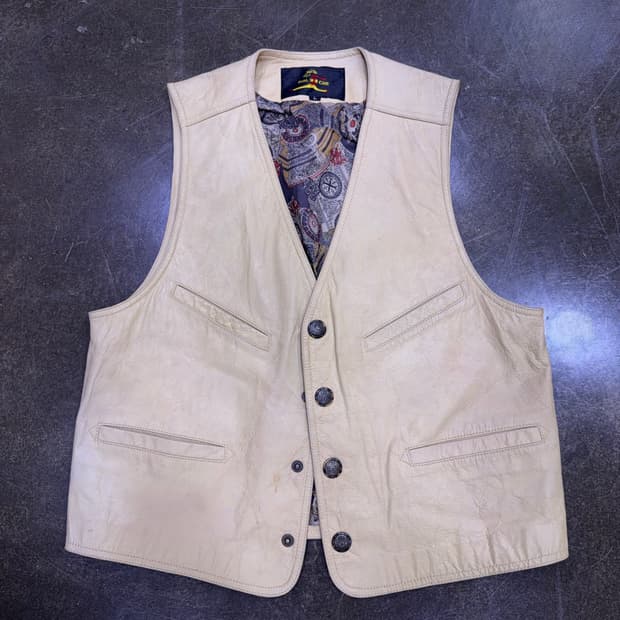 돌체 가파치 소가죽 레더 베스트 베이지 조끼 L