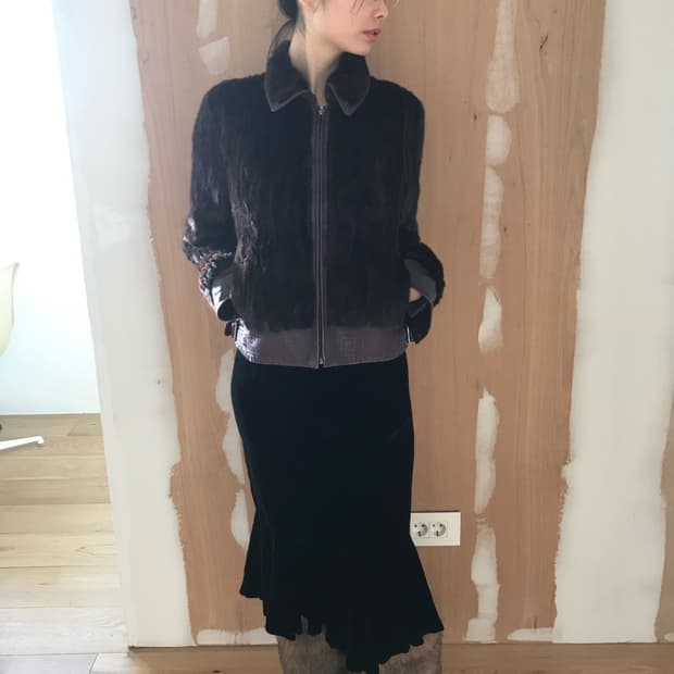 vintage mink fur leather jacket