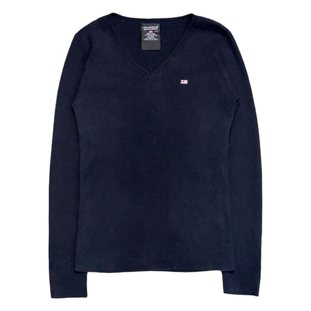 POLO JEANS 성조기 브이넥 니트 블랙 M