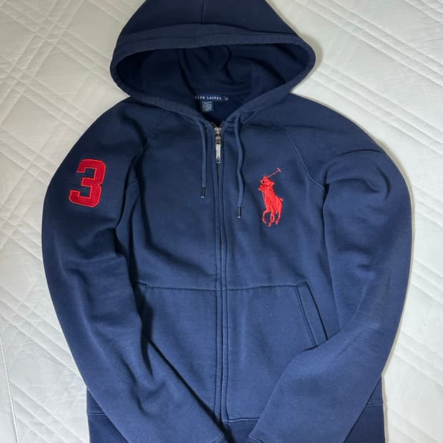 폴로 랄프로렌 빅포니 네이비 레드 후드집업 