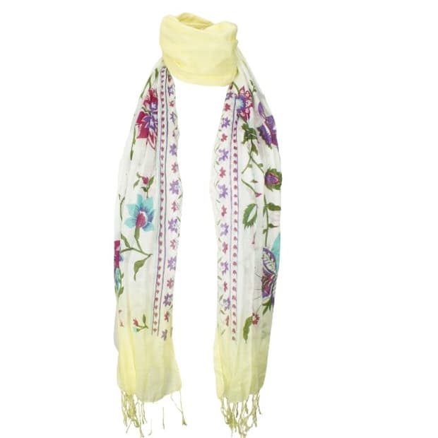 Oriental flower scarf yellow
