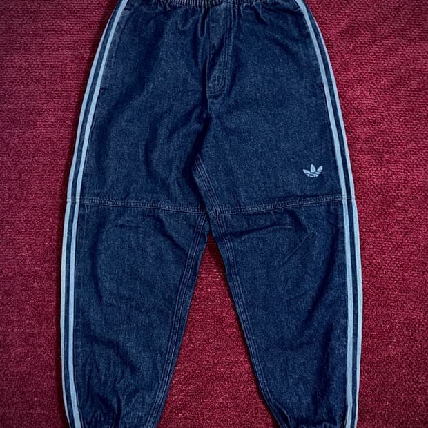 아디다스 파이어보드 청데님 조거 팬츠 S