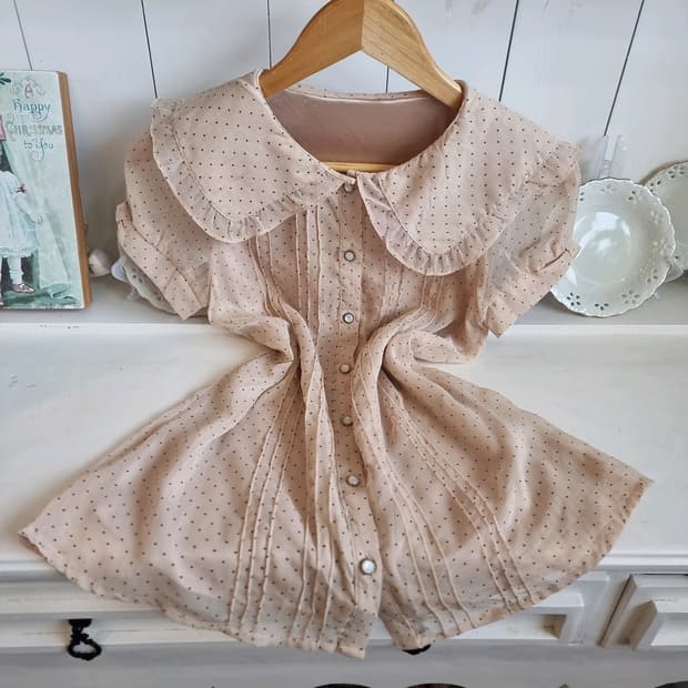 세일러카라 프릴 도트 블라우스