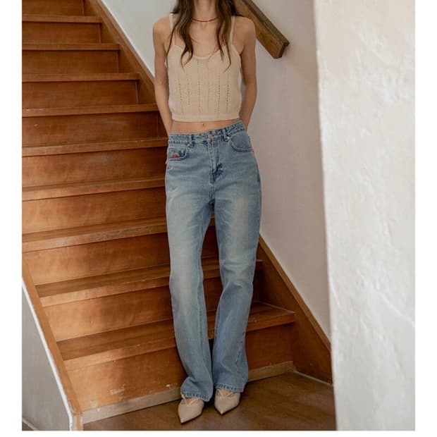 반원아틀리에 로즈 플레어 데님 팬츠