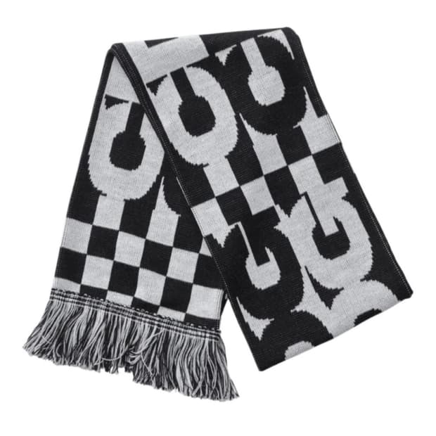 Cdg 로고 체크 머플러 화이트 블랙