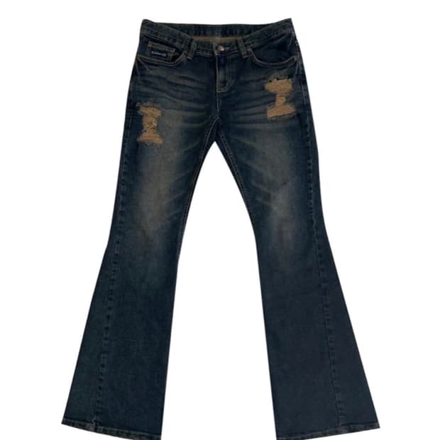 플리즈노팔로우 워싱 데미지 부츠컷 데님 빈티지블루 1사이즈